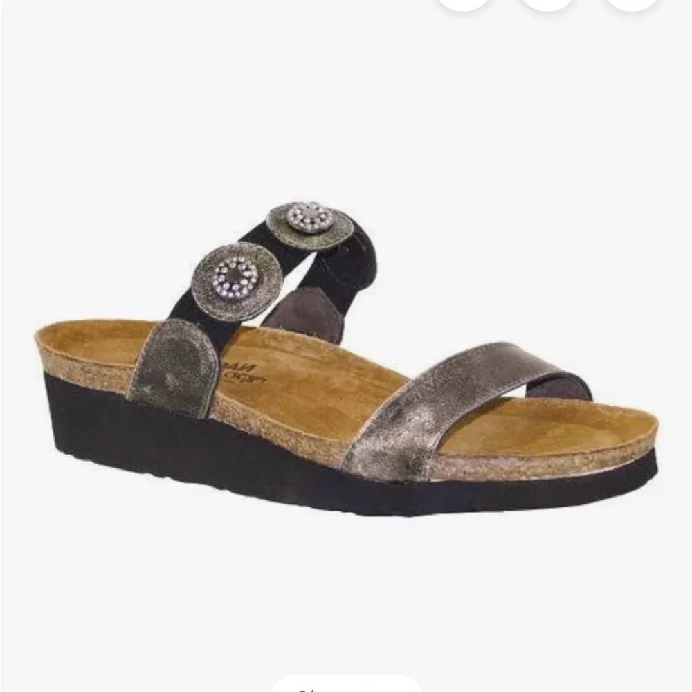Naot Marissa Wedge Comfort Sandals Burnished Metallic Medallions Size EU 41